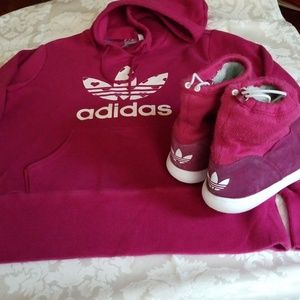 Adidas ankle boots and hoodie